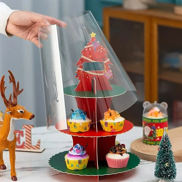 Christmas 3 Tier Paper Cupcake Stands