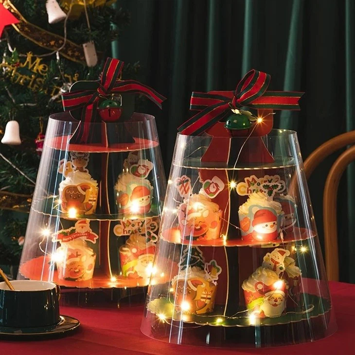 Christmas 3 Tier Paper Cupcake Stands
