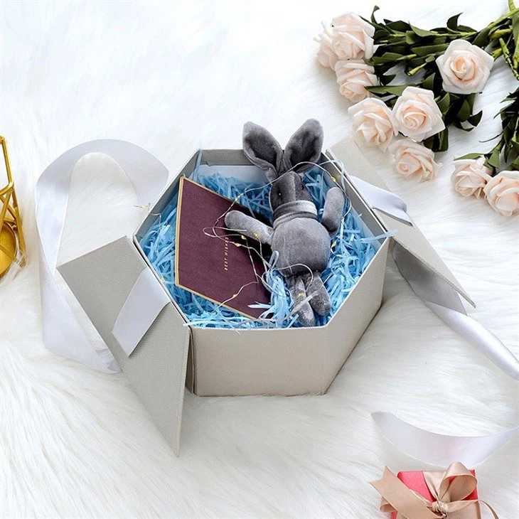 grey hexagonal paper box