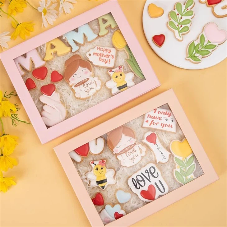 Pink Cardboard Cookie Packaging Box